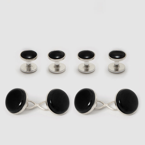 rhodium cufflinks and dress set