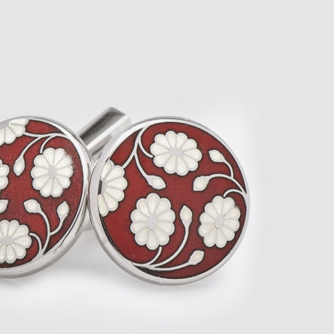 red enamel cufflinks