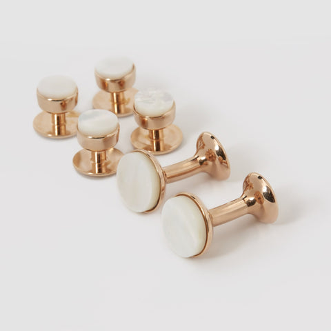 rose gold cufflinks and dress set