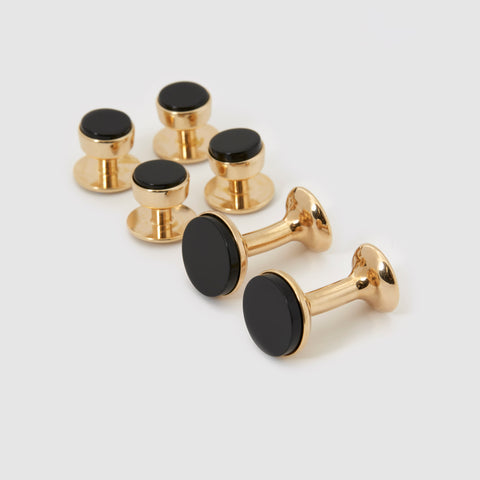 gold cufflinks and dress set