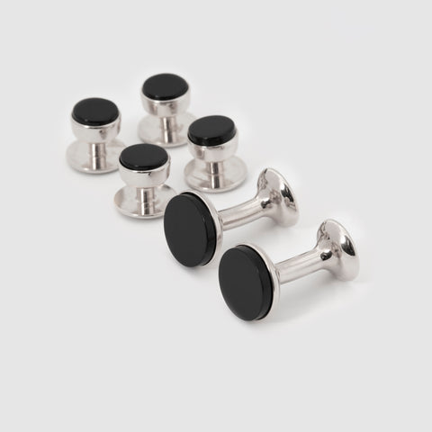 rhodium cufflinks and dress set