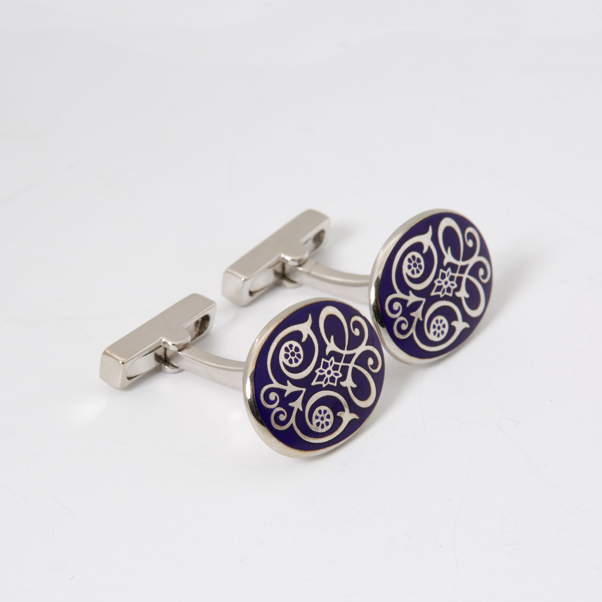 Scroll Cufflinks | Navy Enamel | Codis Maya – Codis Maya Ltd